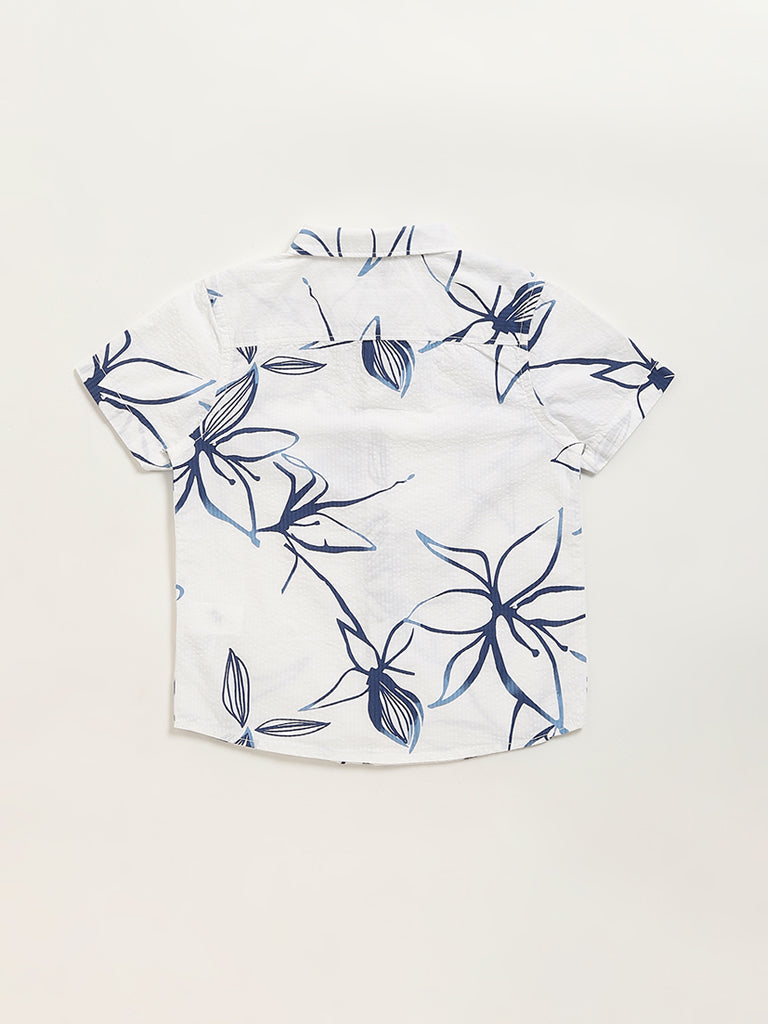 HOP Kids Blue Floral Print Shirt