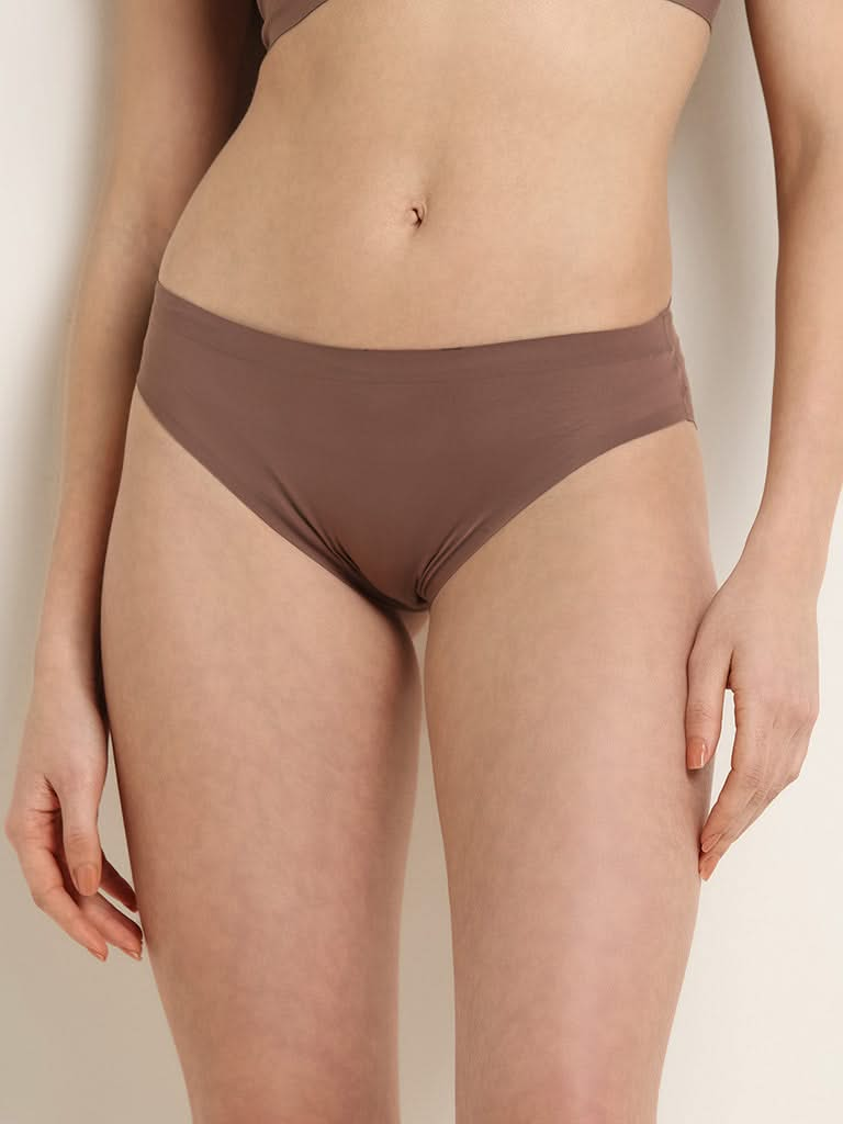 Wunderlove Brown High-Leg Invisible Brief