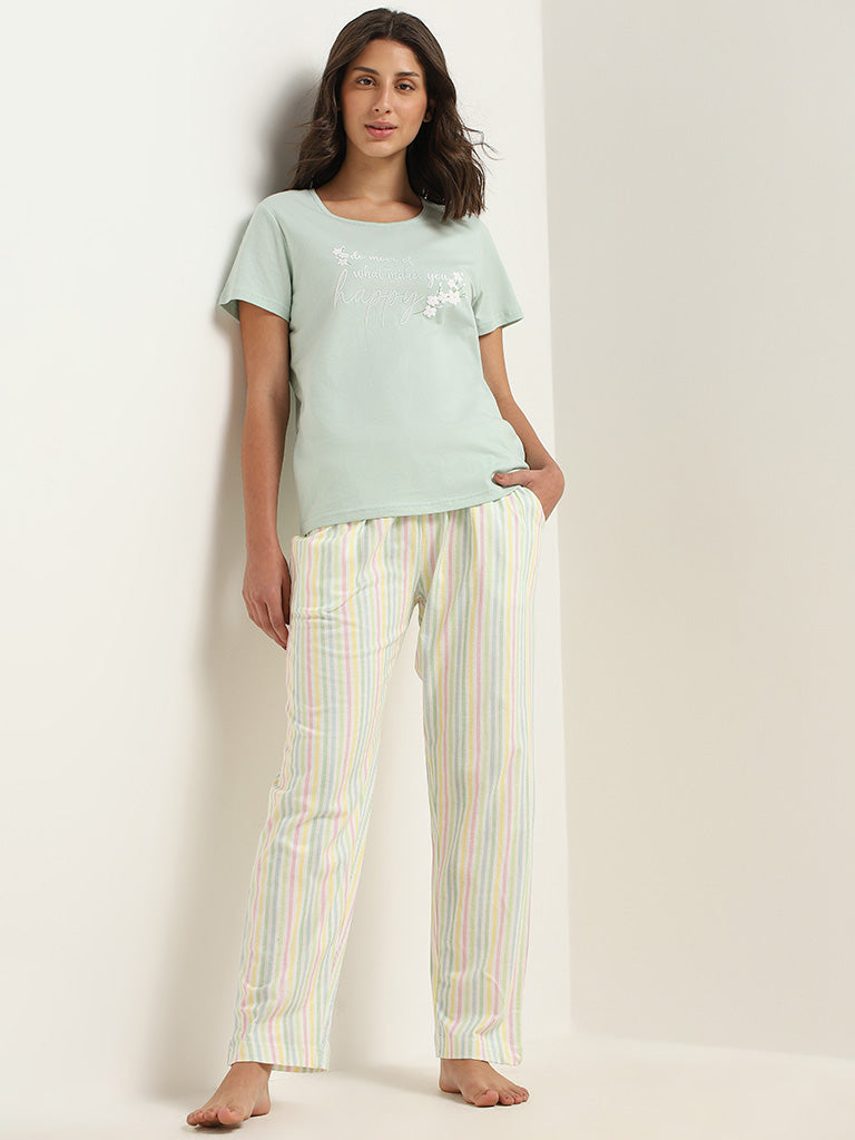 Wunderlove Multicolored Striped Cotton Pyjamas