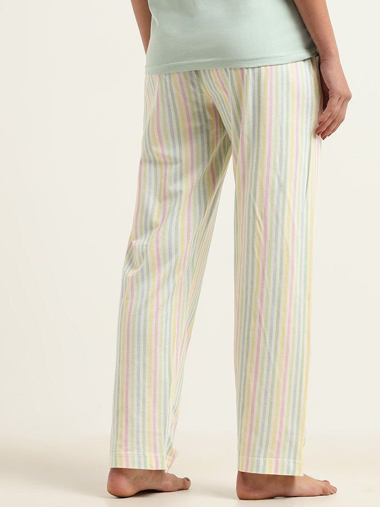 Wunderlove Multicolored Striped Cotton Pyjamas