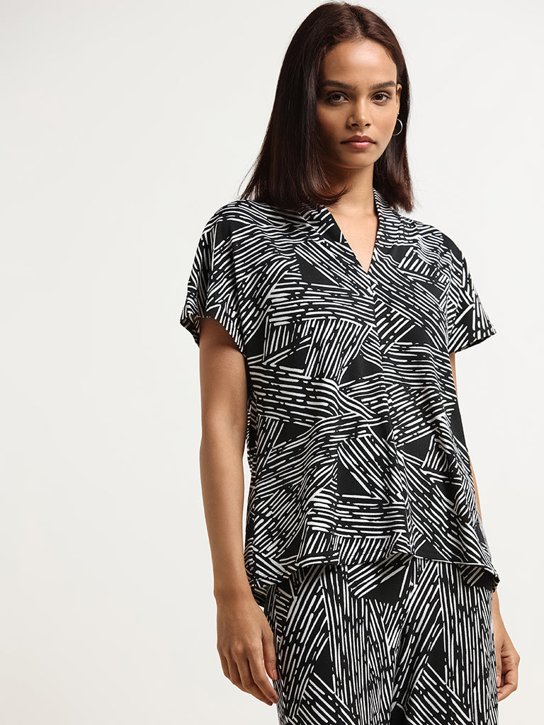 Wardrobe Black Printed Top