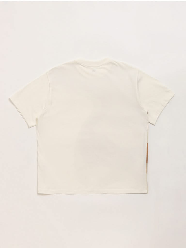 Y&F Kids Beige Printed T-Shirt