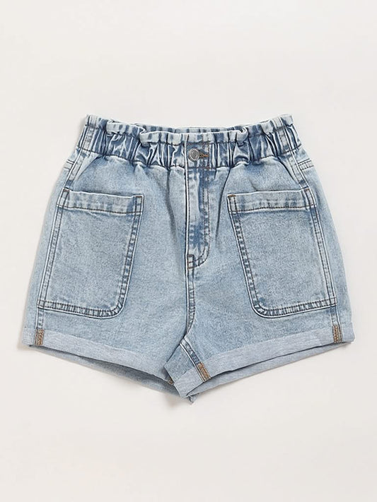 Y&F Kids Blue Elasticated Denim Shorts