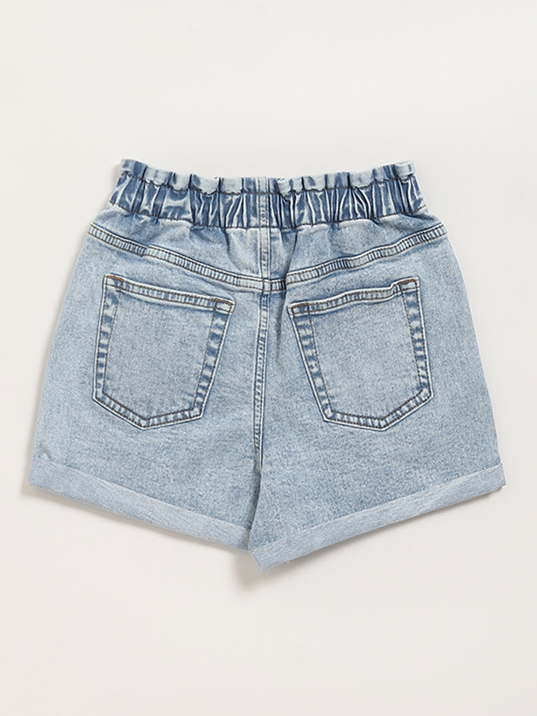 Y&F Kids Blue Elasticated Denim Shorts