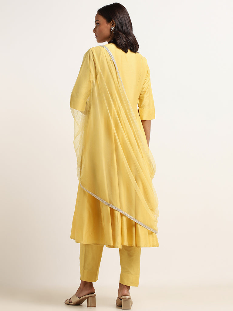 Vark Yellow Embroidered Kurta Set