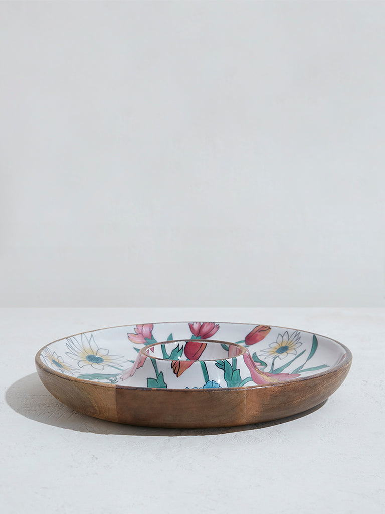 Westside Home Multicolor Floral Chip and Dip Serving Dish