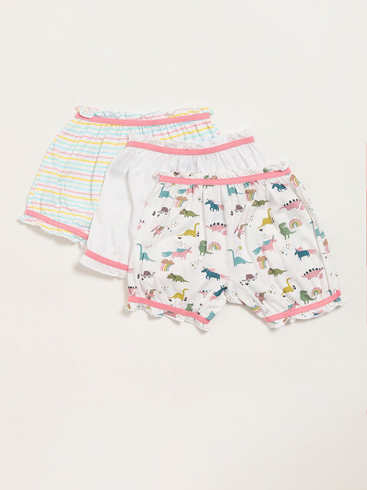 HOP Kids Multicolor Assorted Cotton Bloomers - Pack of 3