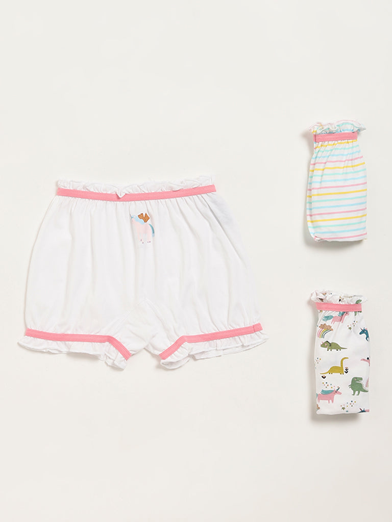 HOP Kids Multicolor Assorted Cotton Bloomers - Pack of 3