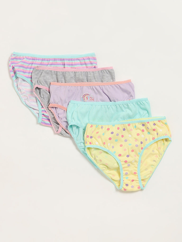 HOP Kids Multicolor Assorted Cotton Briefs - Pack of 5