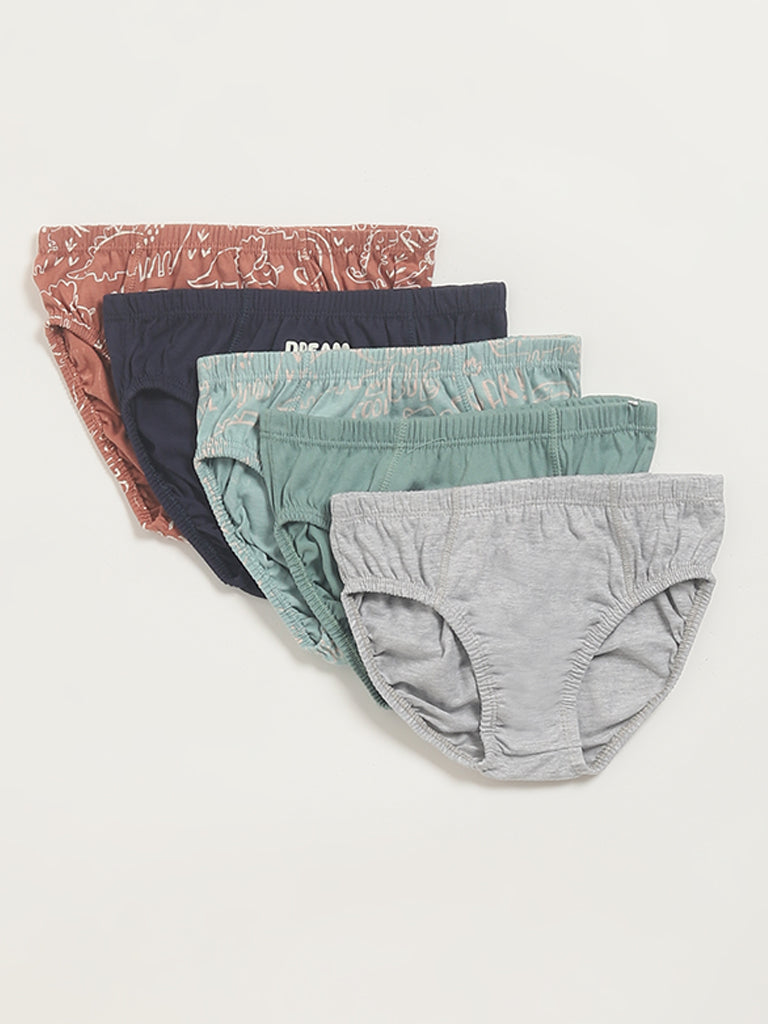 Y&F Kids Multicolor Printed Briefs - Pack of 5