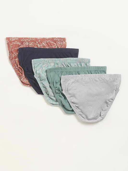 Y&F Kids Multicolor Printed Briefs - Pack of 5