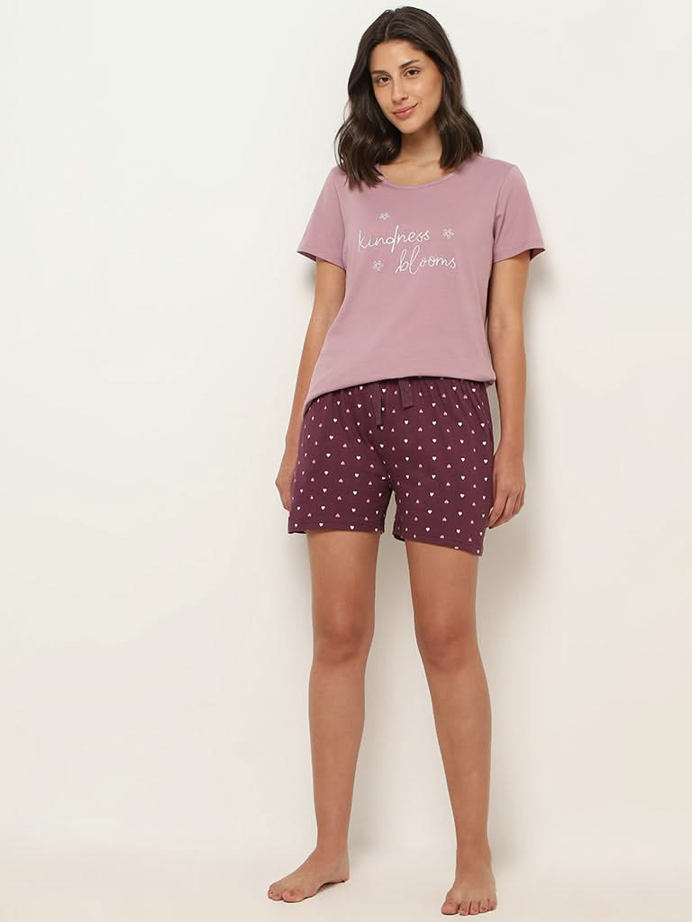 Wunderlove Pink Embroidered Cotton T-Shirt