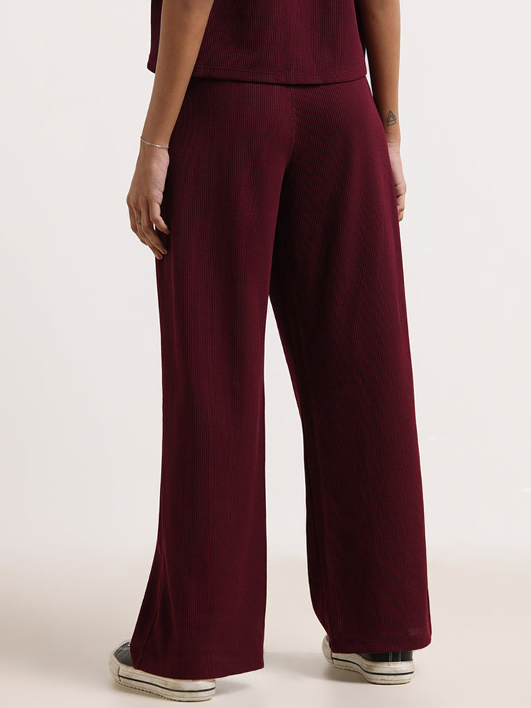 Superstar Burgundy Wide-Leg Pants