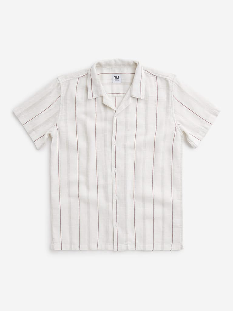 Y&F Kids Off-White Striped Shirt