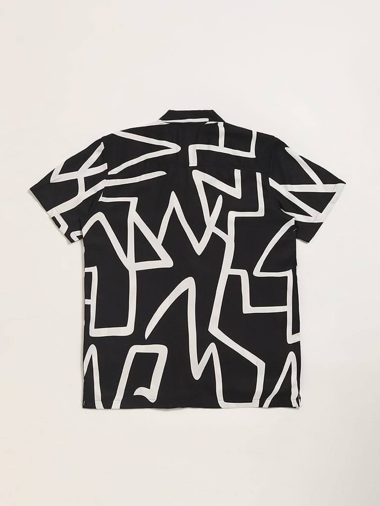 Y&F Kids Black Abstract Print Shirt