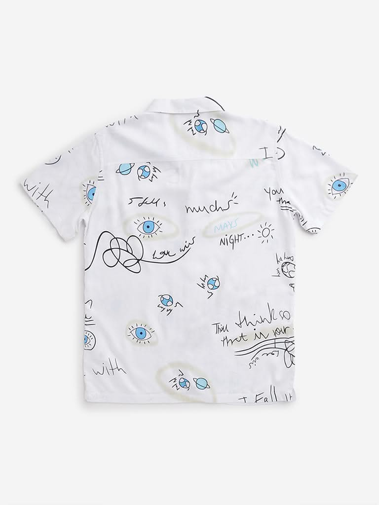 Y&F Kids Off-White Text Design Shirt