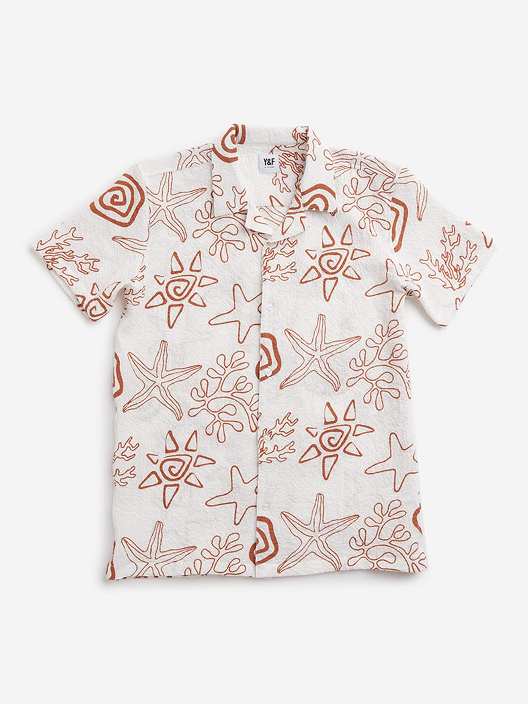 Y&F Kids Off-White Star Fish Design Shirt