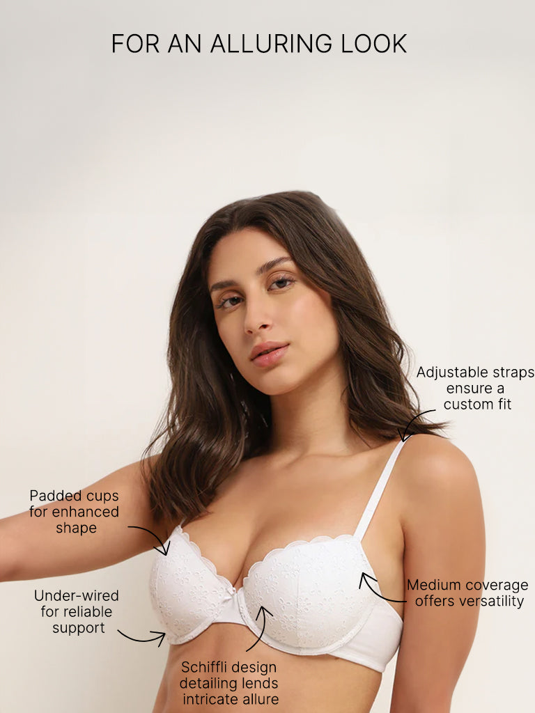 Wunderlove White Broiderie Wired Bra