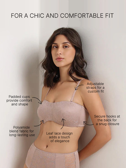 Wunderlove Light Taupe Lace Design Padded Bra