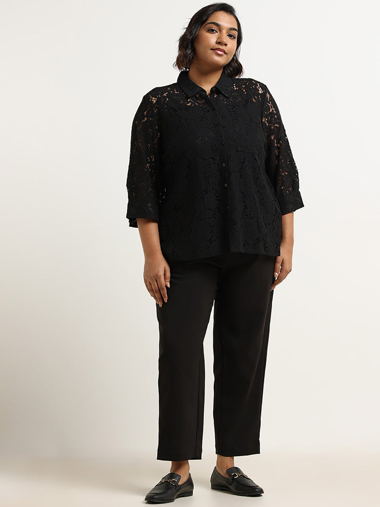 Gia Black Schiffli Shirt with Camisole