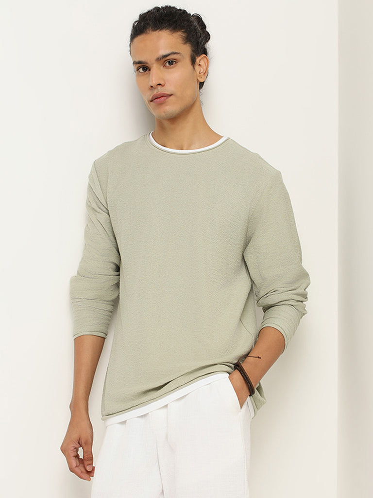 ETA Sage Ribbed Textured Slim Fit T-Shirt