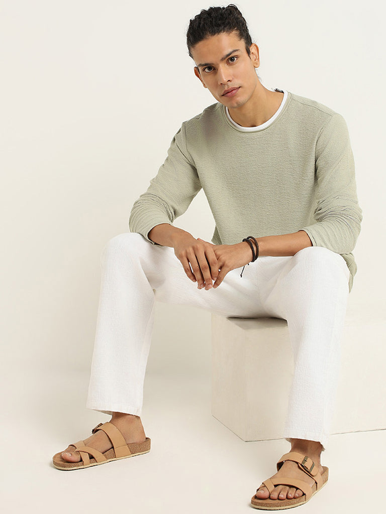 ETA Sage Ribbed Textured Slim Fit T-Shirt