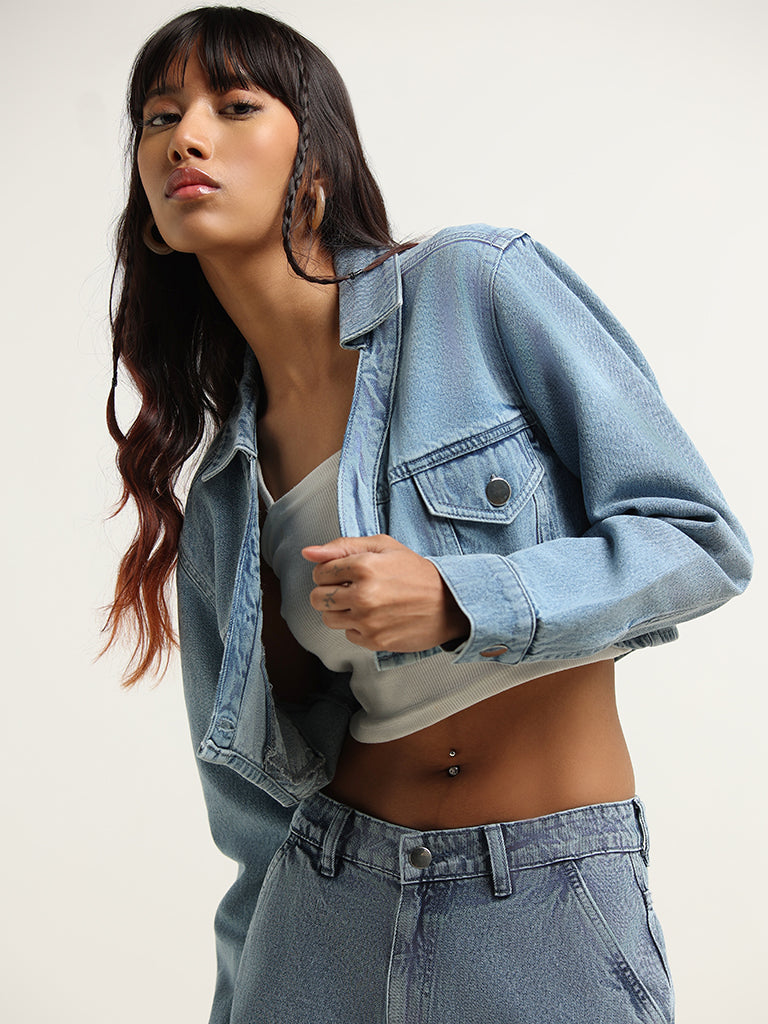 Nuon Blue Denim Cropped Jacket