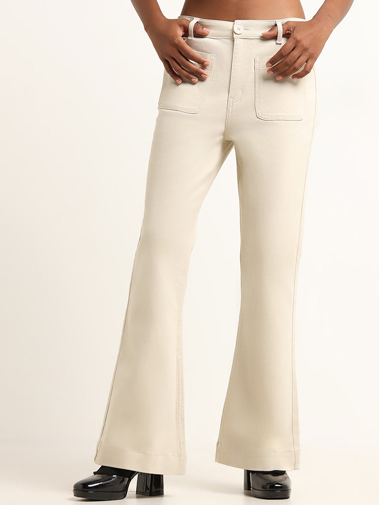 LOV Beige High Waist Wide Leg Jeans