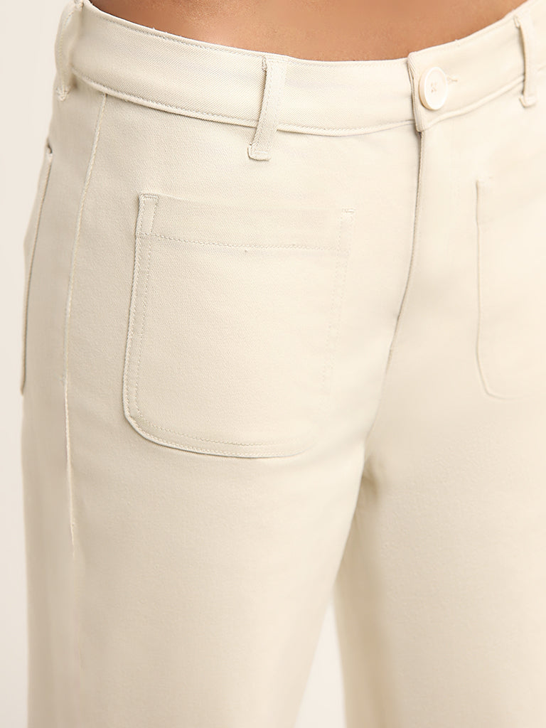 LOV Beige High Waist Wide Leg Jeans