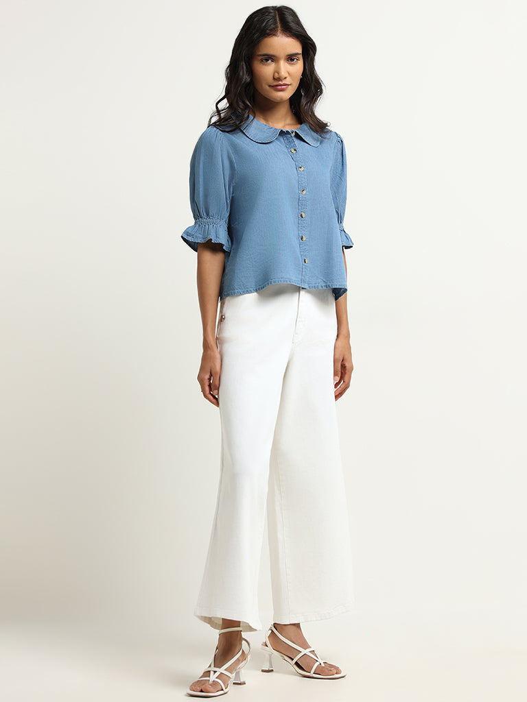 LOV White Mid-Rise Wide-Leg Jeans