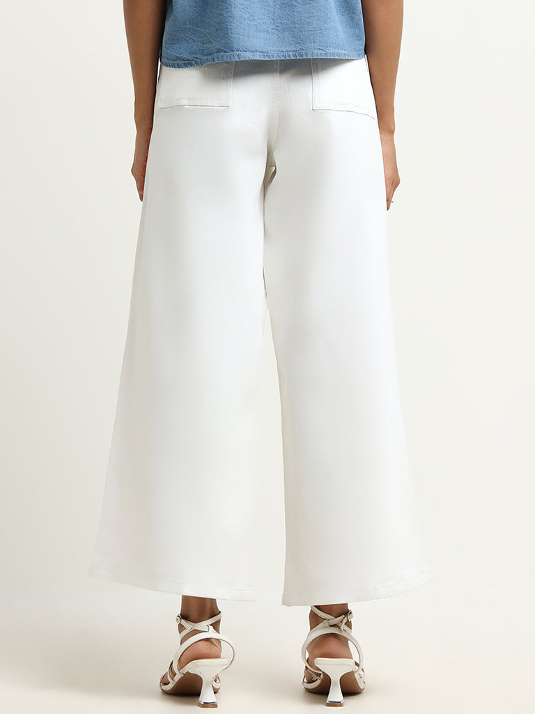 LOV White Mid-Rise Wide-Leg Jeans