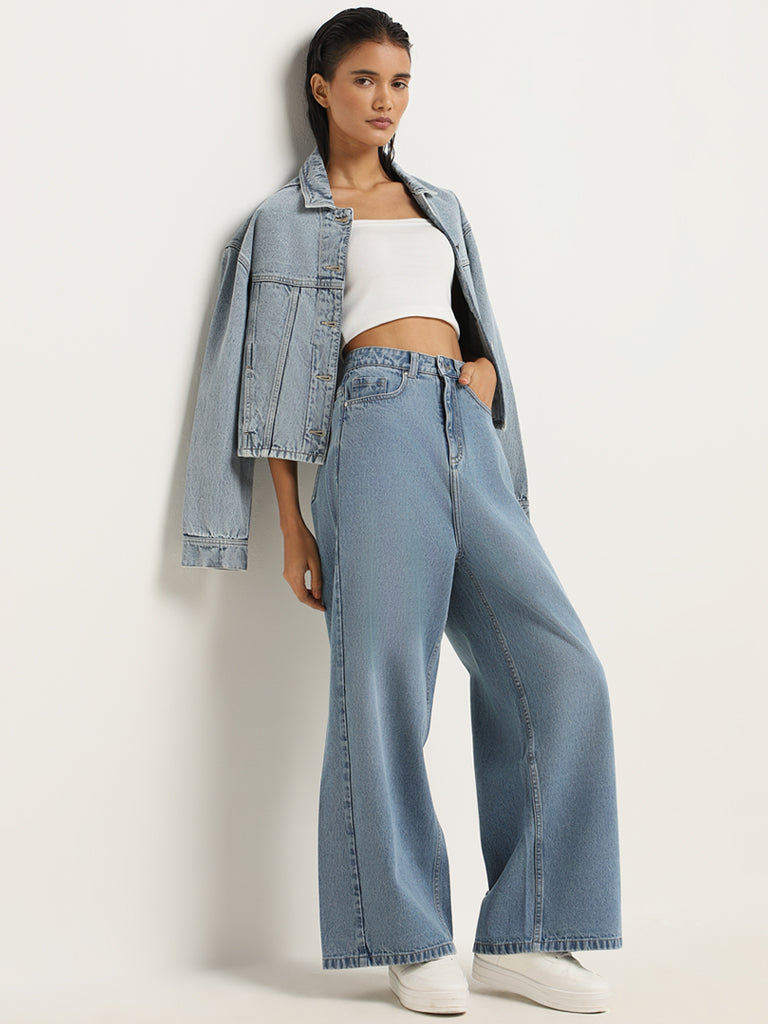 LOV Blue Wide Leg - Fit Mid - Rise Jeans