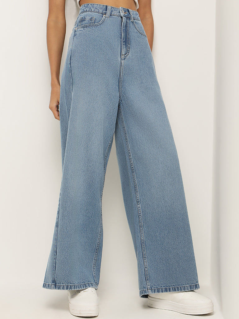 LOV Blue Wide Leg - Fit Mid - Rise Jeans