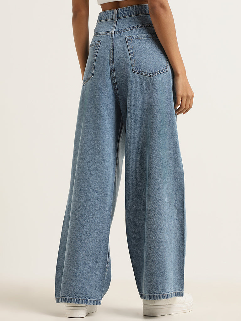 LOV Blue Wide Leg - Fit Mid - Rise Jeans