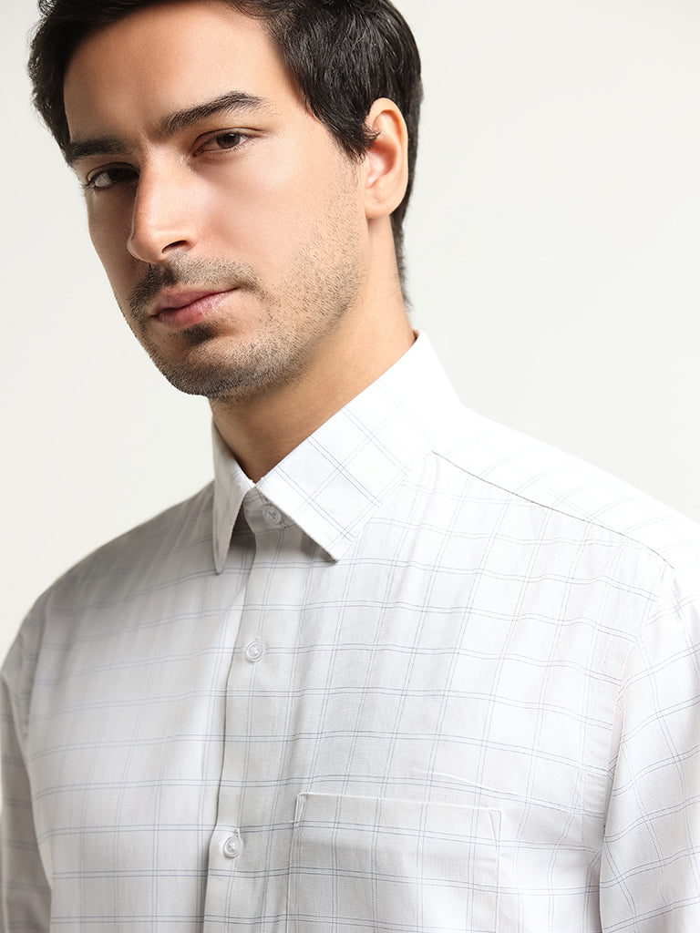 WES Formals White Checked Relaxed Fit Shirt