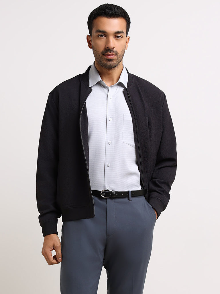 WES Formals Light Grey Cotton Relaxed Fit Shirt