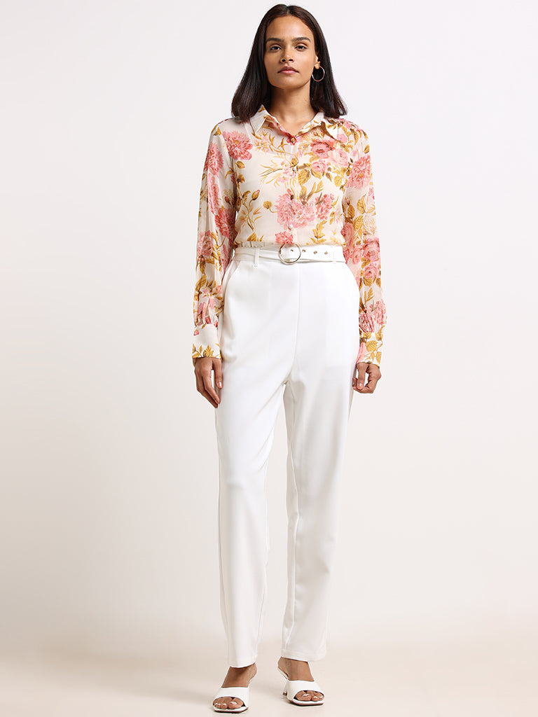 Wardrobe White Floral Printed Shirt