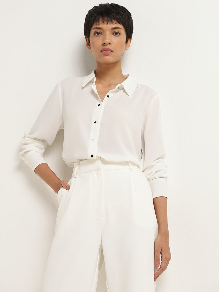 Wardrobe White Relaxed-Fit Shirt