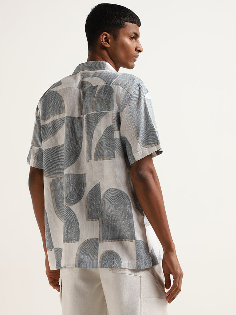 Nuon Off-White Printed Relaxed Fit Shirt