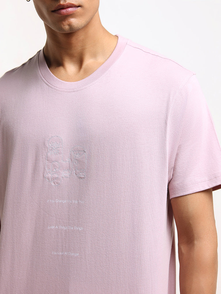 Nuon Dusty Pink Cotton Slim-Fit T-Shirt