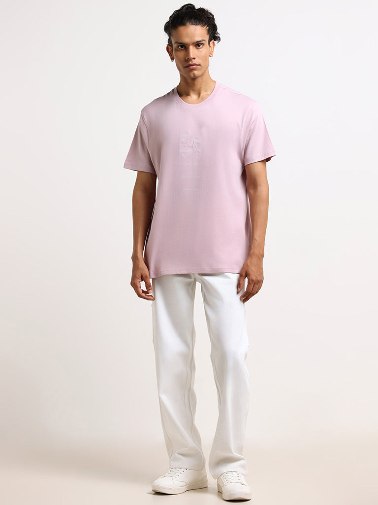 Nuon Dusty Pink Cotton Slim-Fit T-Shirt