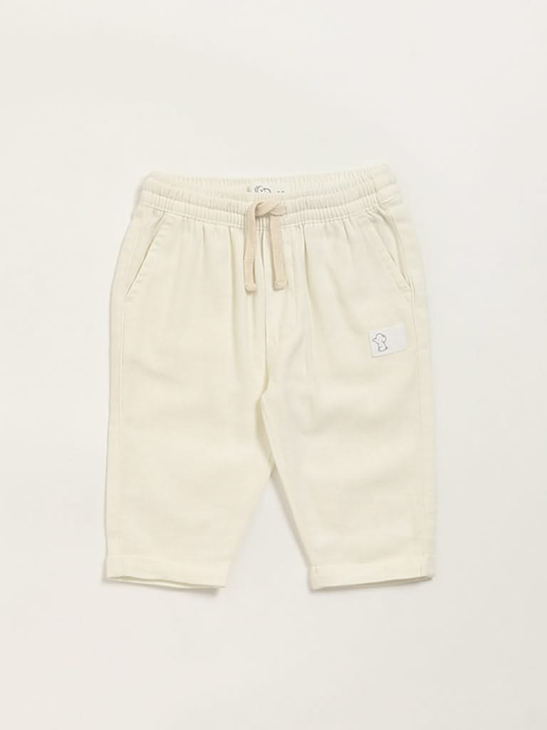 HOP Baby Off-White Solid Pants