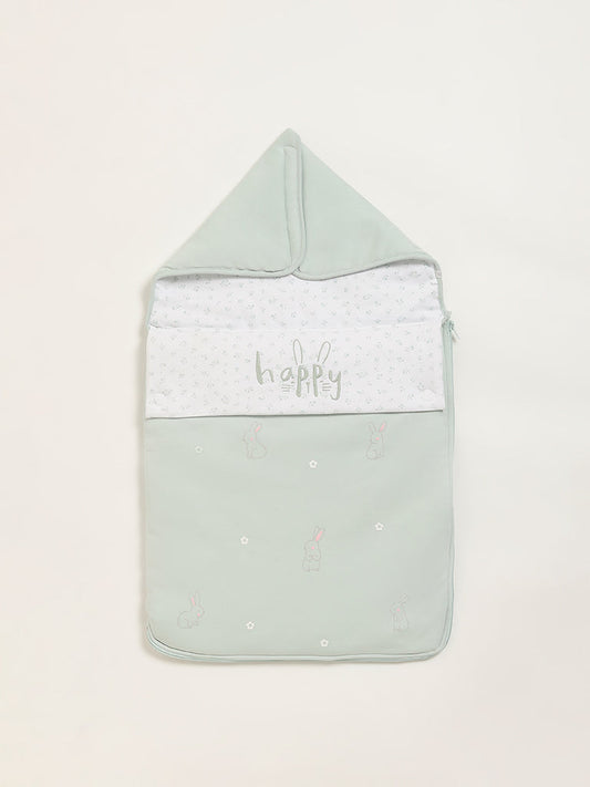 HOP Baby Light Sage Bunny Adorned Sleeping Bag