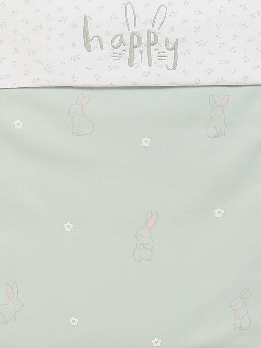 HOP Baby Light Sage Bunny Adorned Sleeping Bag