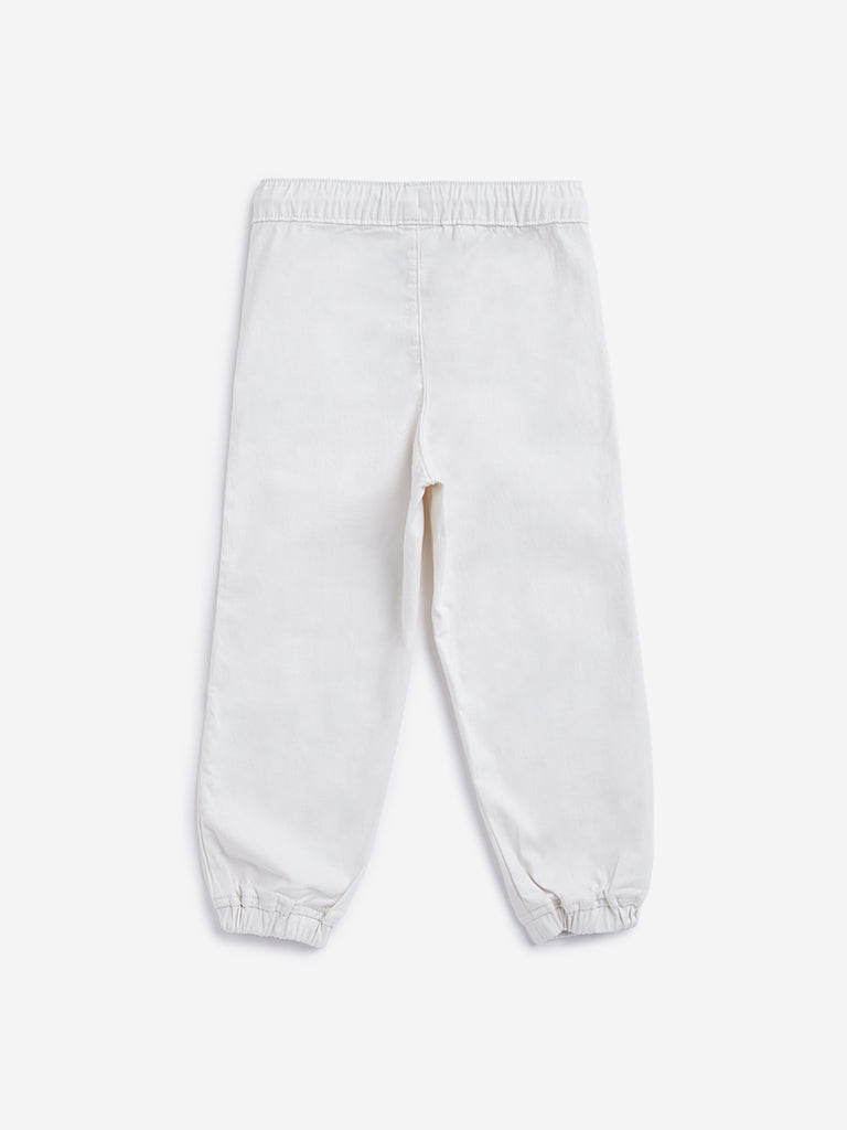 HOP Kids Off-White Solid Joggers