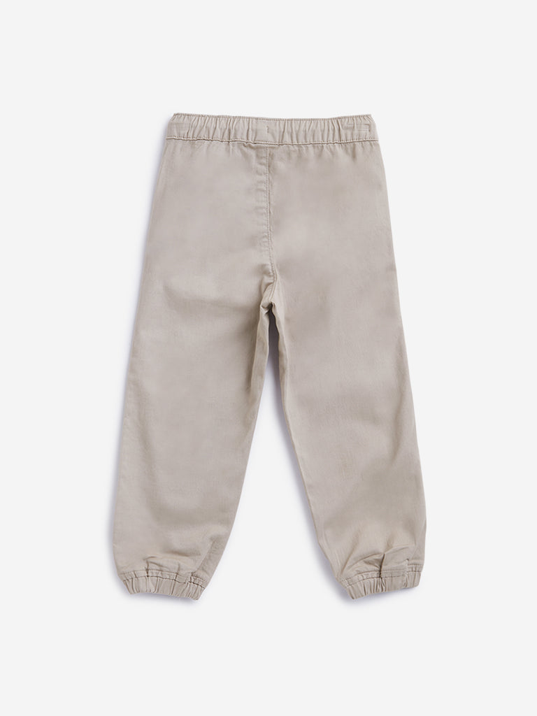 HOP Kids Beige Solid Joggers