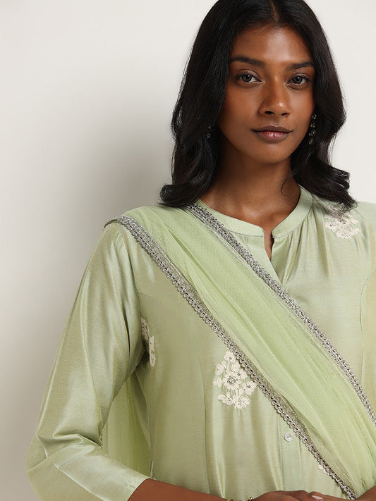 Vark Sage Kurta, Ethnic Pants and Dupatta Set