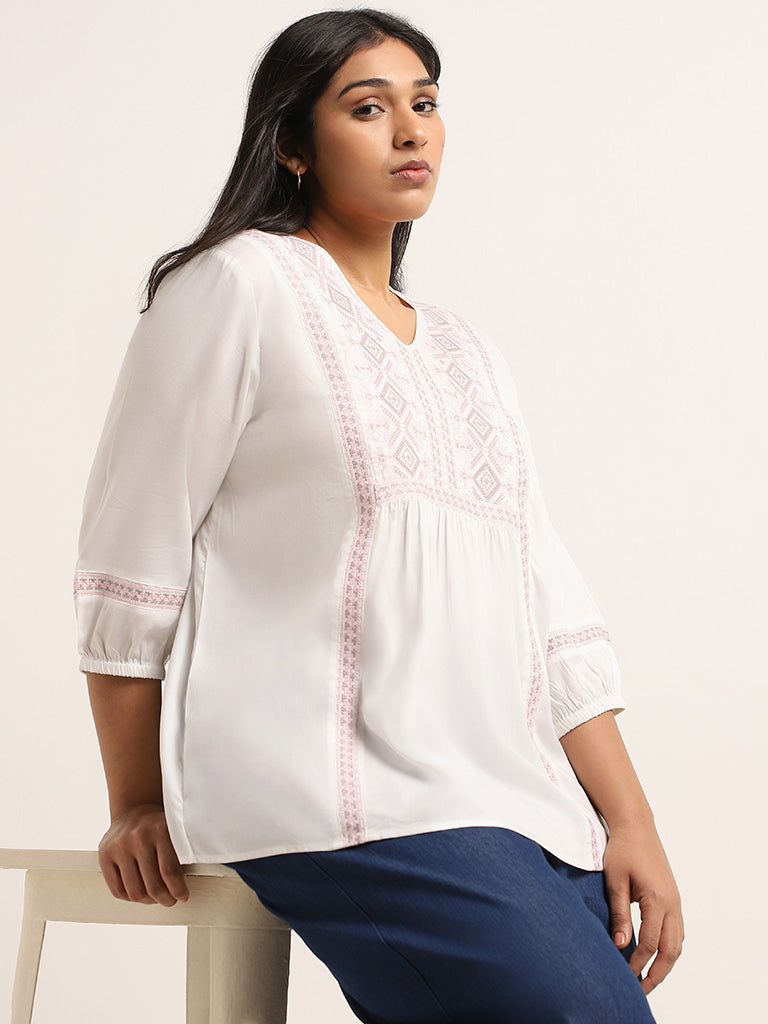 Gia White Embroidered Blouse