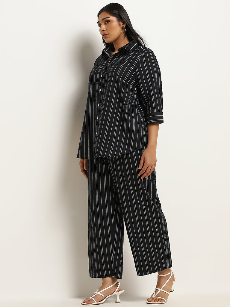 Gia Black Striped Cotton Shirt