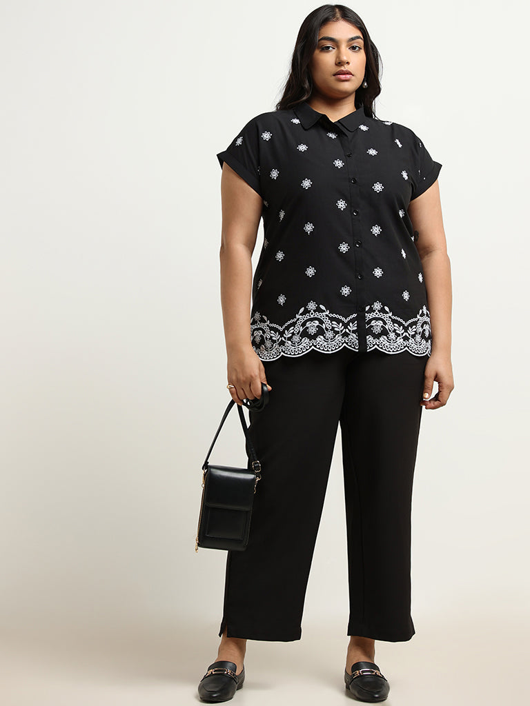 Gia Black Schiffli Cotton Shirt